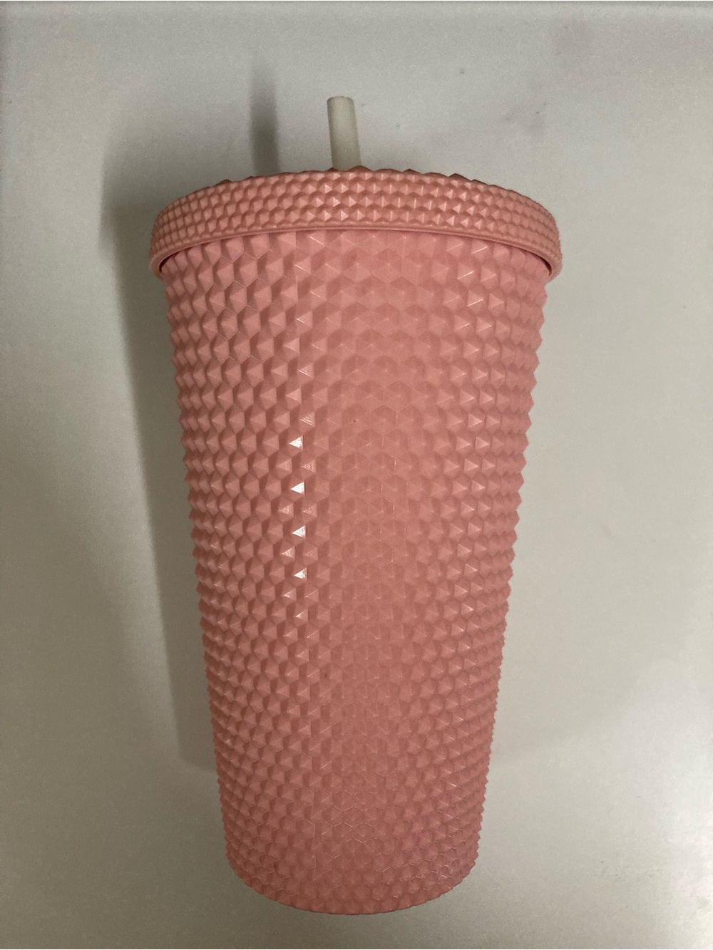 Textured Pink Studded Travel Tumbler with Lid and Straw